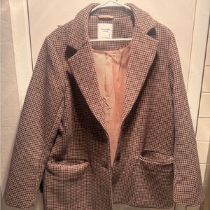 Abercrombie & Fitch Brown and Cream Houndstooth Blazer